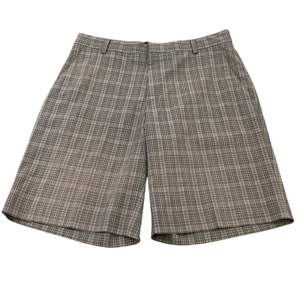 Nike Tiger Woods Collection Shorts Men 34 Gray Plaid Golf Performance 359317-021